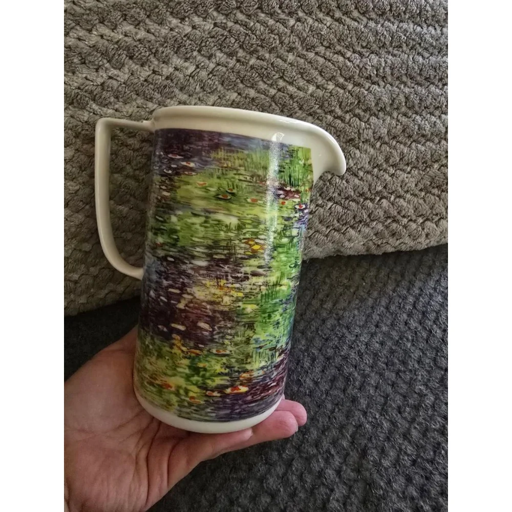 Rare Vintage Chaleur Master Impressionists Art Monet Water Lilies Pitcher Vase